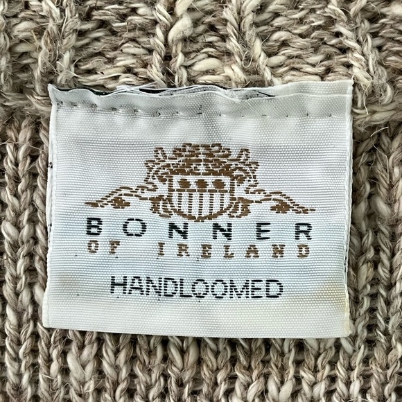 Vintage Bonner of Ireland Hand Loomed Linen Cotton Blend Knit Sweater Neutral - Picture 9 of 14